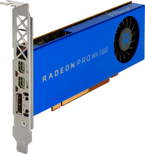 HP 2TF08AT, Radeon Pro WX 3100, 4 GB, GDDR5, 128 bit, PCI Express x16 3.0, 1 fan(s)