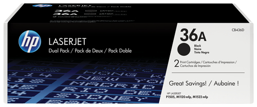 HP 36A 2-pack Black Original LaserJet Toner Cartridges, 2000 pages, Black