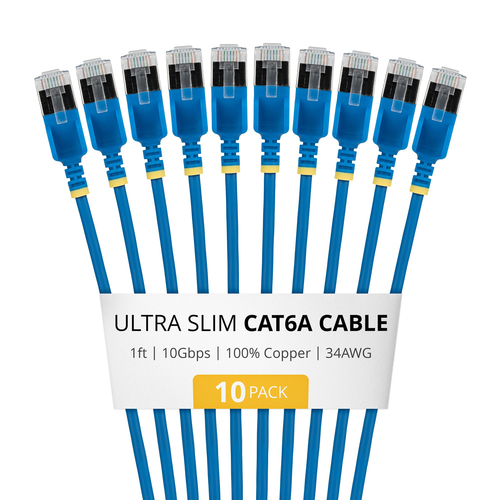 StarTech.com 6ASTP34BLS1FT10PK, 0,305 m, Cat6a, U/FTP (STP), RJ-45, RJ-45, Blue