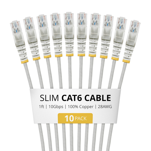StarTech.com N6PAT1GRS10PK, 0,305 m, Cat6, U/UTP (UTP), RJ-45, RJ-45, Grey