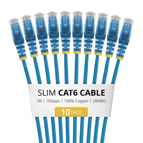StarTech.com N6PAT2BLS10PK, 0,609 m, Cat6, U/UTP (UTP), RJ-45, RJ-45, Blue
