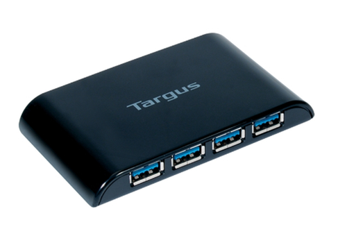 Targus USB 3.0 4-Port Hub, USB 3.2 Gen 1 (3.1 Gen 1) Type-A, Black