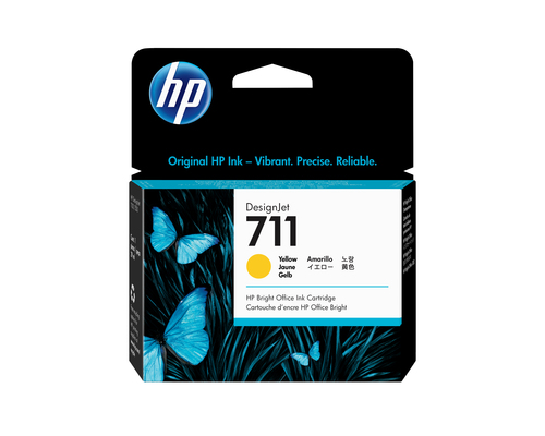 HP 711 29-ml Yellow DesignJet Ink Cartridge, HP DesignJet T100, T120, T125, T130, T520, T525, T530 Printer series, Thermal inkjet, Yellow, CZ132A, Singapore, Malaysia, 114 mm