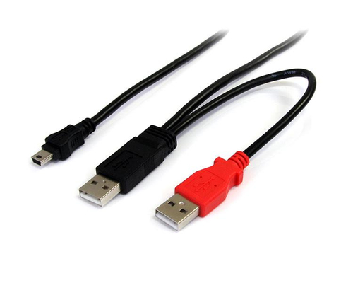 StarTech.com USB2HABMY6, 1,8 m, Mini-USB B, 2 x USB A, USB 2.0, Male/Male, Black, Red