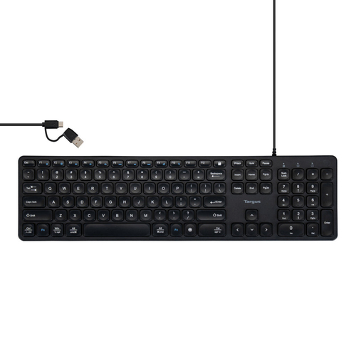 Targus EcoSmart, Full-size (100%), Wired, USB, QWERTY, Black