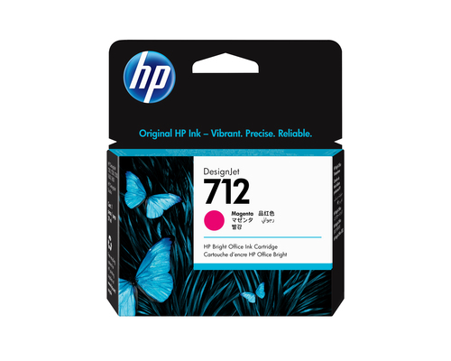 HP 712 29-ml Magenta DesignJet Ink Cartridge, HP DesignJet T210, T230, T250, T630, T650 Printer series, Thermal inkjet, Magenta, Singapore, Malaysia, 114 mm, 25 mm