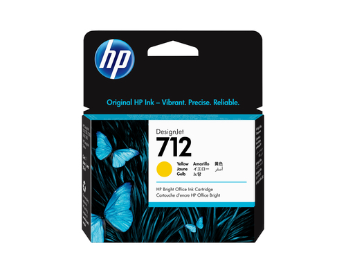 HP 712 29-ml Yellow DesignJet Ink Cartridge, HP DesignJet T210, T230, T250, T630, T650 Printer series, Thermal inkjet, Yellow, Singapore, Malaysia, 114 mm, 25 mm