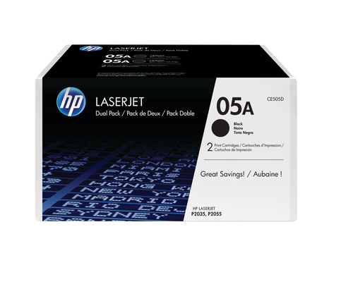HP 05A 2-pack Black Original LaserJet Toner Cartridges, 4600 pages, Black, 2 pc(s)