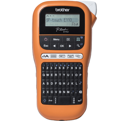 Brother PTE110VPYP1, QWERTY, TZe, 180 x 180 DPI, 20 mm/sec, Black, Orange