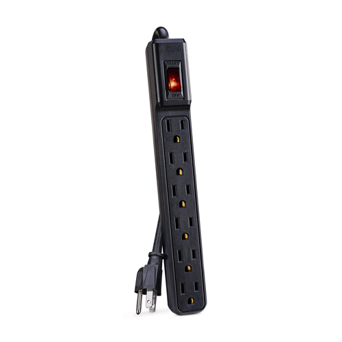 CyberPower 8FT BLACK 6 OUTLET POWER STRIP, 2,4 m, Indoor, NEMA 5–15R, Plastic, Black, 6 AC outlet(s)