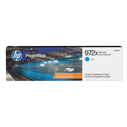 HP 972X High Yield Cyan Original PageWide Cartridge, High (XL) Yield, Cyan, 85,5 ml, 7000 pages